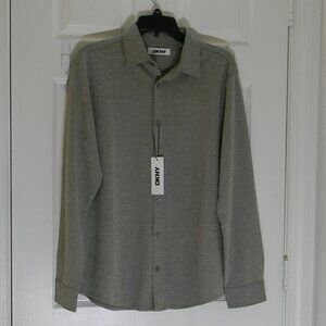 DKNY Men's Olive Gray Button-Up Shirt NWT
